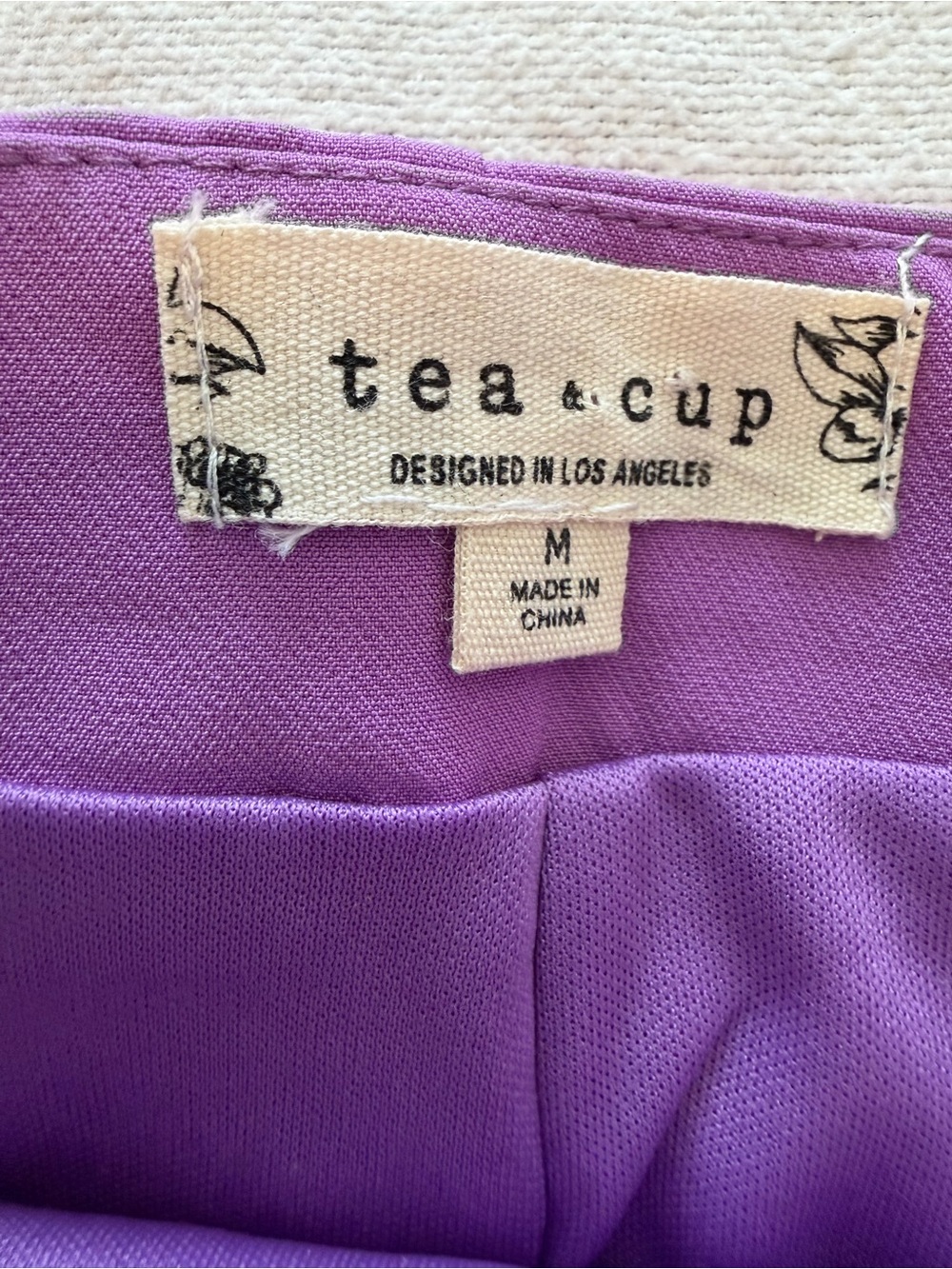 Tea & Cup Purple‎ Belted Midi Pencil Skirt Size M Office Chic Career Wear - Picture 4 of 10